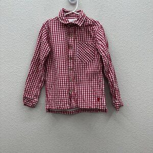 Well Dressed Wolf Red White Gingham Plaid Long Sleeve Button Up Shirt Boys sz 8